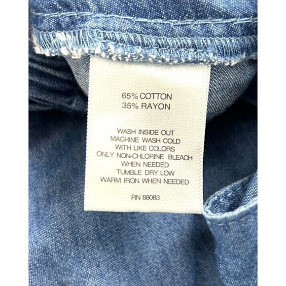 Hannah Womens Size M Wide Leg Pants Tie Belt Chambray Blue Pull On Ankle R - Picture 12 of 12